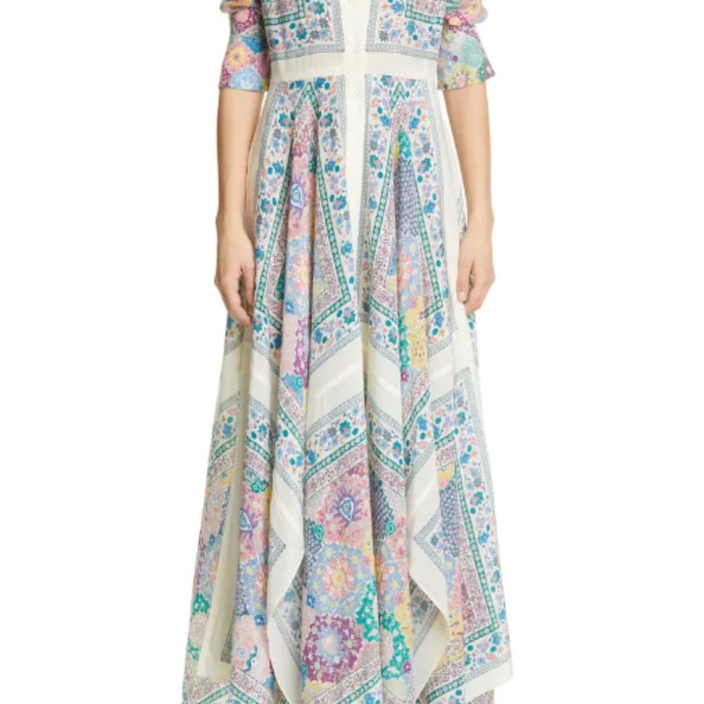 Altuzarra Scarf Print Long Sleeve Silk Maxi Dress